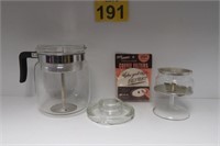 Vtg 1950's Pyrex Glass Percolator w/ Filters & Pot