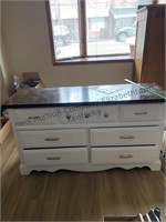 White with brown top dresser approximately