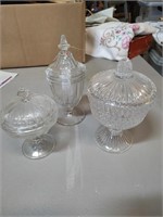 3 Covered Candy Dishes