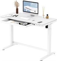 Rectangular White Electric Standing Computer Desk