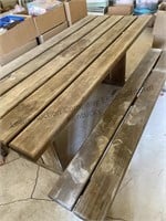 Wood picnic table with two benches , in very good