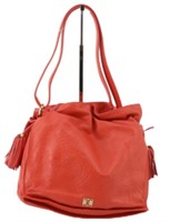 Loewe Red Soft Leather with floral design handbag