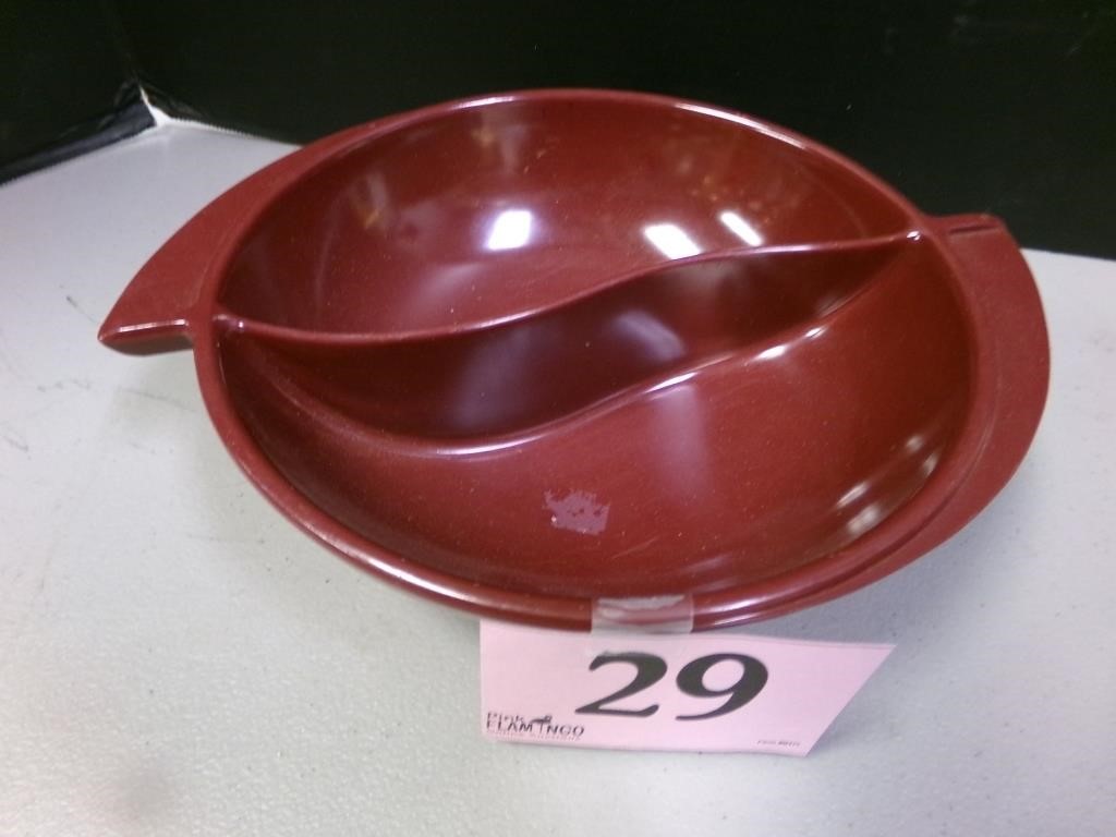 MAROON DIVIDED SERVING BOWL