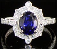 14kt Gold Oval 2.15 ct Sapphire & Diamond Ring