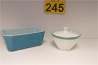 Vintage Pyrex Sugar Bowl & Refrigerator Dish