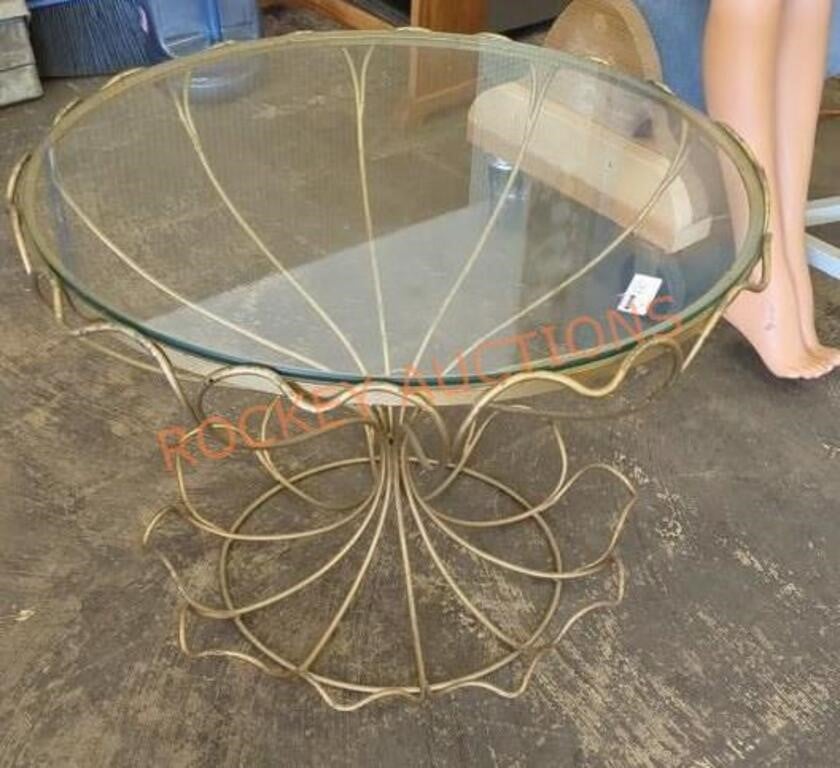 Unique metal and glass tulip style side table