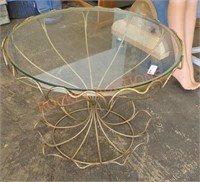 Unique metal and glass tulip style side table