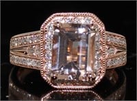 14k Rose Gold 2.57 ct Morganite & Diamond Ring