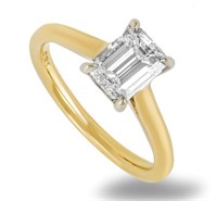14kt Gold 1.65 ct Emerald Cut Lab Diamond Ring
