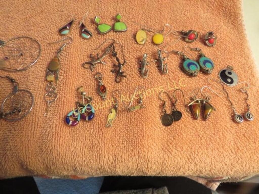 Mostly sterling Silver jewelry earrings Native