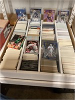 Large box of assorted sports trading cards