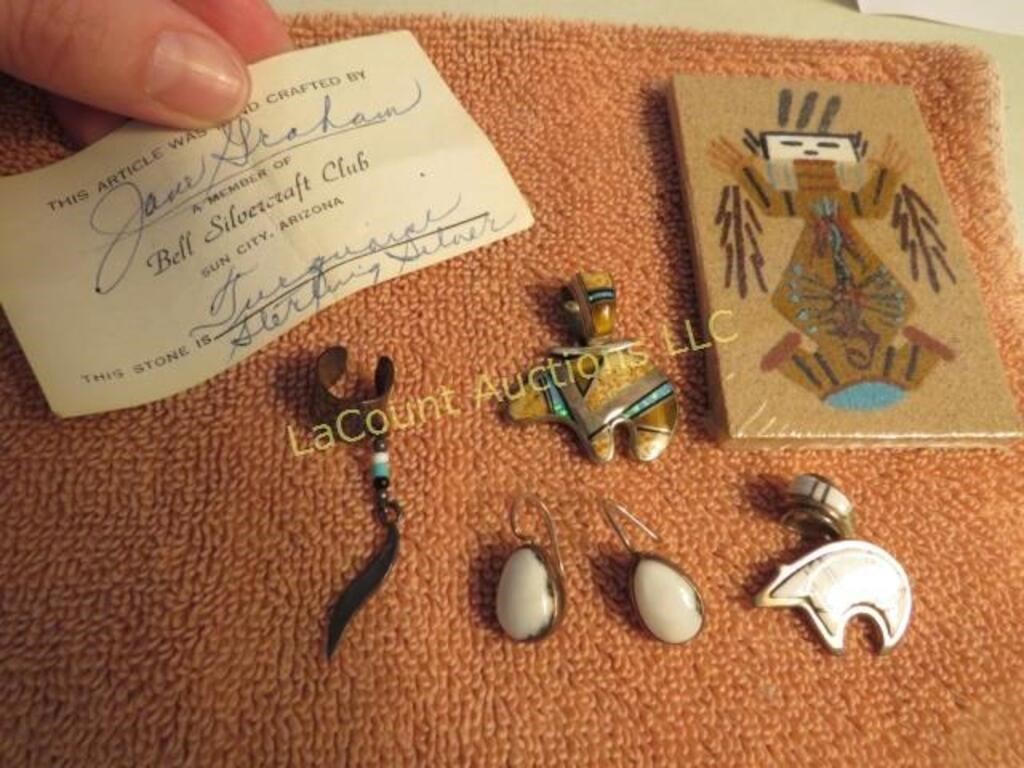 Native American jewelry bears inlaid stone
