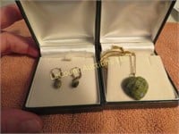 Sterling & Connemara Marble earrings necklace