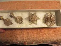 vintage filigree pin brooches & earrings art deco