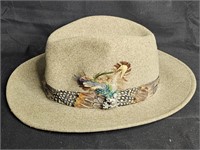 Orvis Felt Hat tan xl w/ feathers & pin