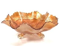 Fenton Carnival Glass Marigold Stag & Holly Bowl