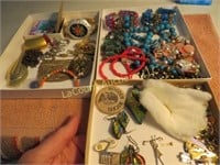 assorted costume jewelry pins earrings necklaces
