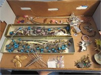 assorted csotume jewelry necklaces pins more