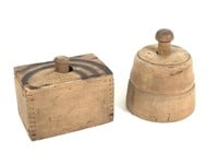 2 Early Wood Butter Presses Pinapple & Stars