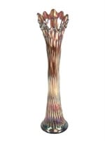 Antique 16 1/2" Stretch Carnival Glass Vase