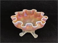 Dugan Glass Peach Opalescent Bowl Cherry Pattern