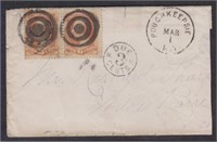US Stamps #186 Pair tied on Cover, Postage Due 3 c