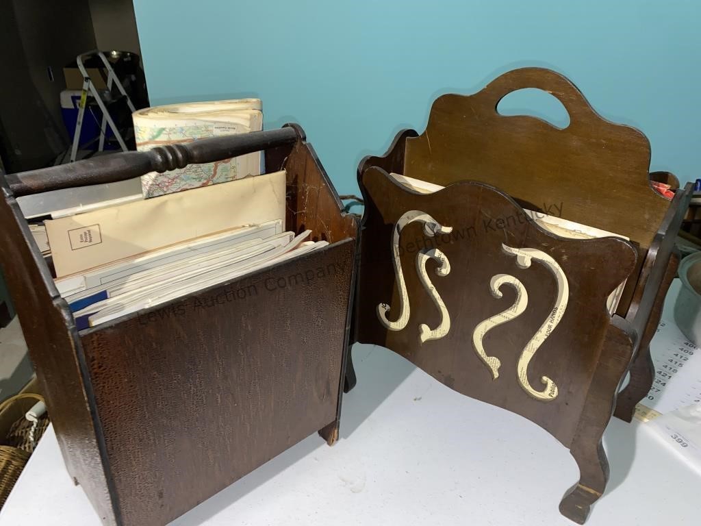2 vintage magazine holders. With a large