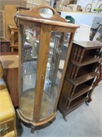 BEAUTIFUL 1DOOR CURVED GLASS LIGHTED CURIO CABINET