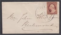 US Stamps #26A tied by Hanover, VA CDS on ladies c