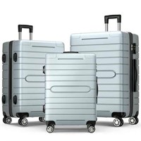 SUGIFT 3pc Luggage Set  20in24in28in  Silver