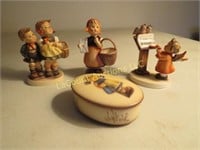 3 vintage Hummel Goebel  Figures 7 trinket box