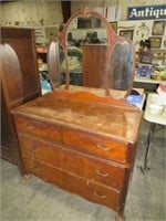 ANTIQUE 3 DRAWER DRESSER WITH MIRROR