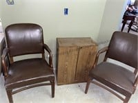 2 chairs and VHS storage cabinet