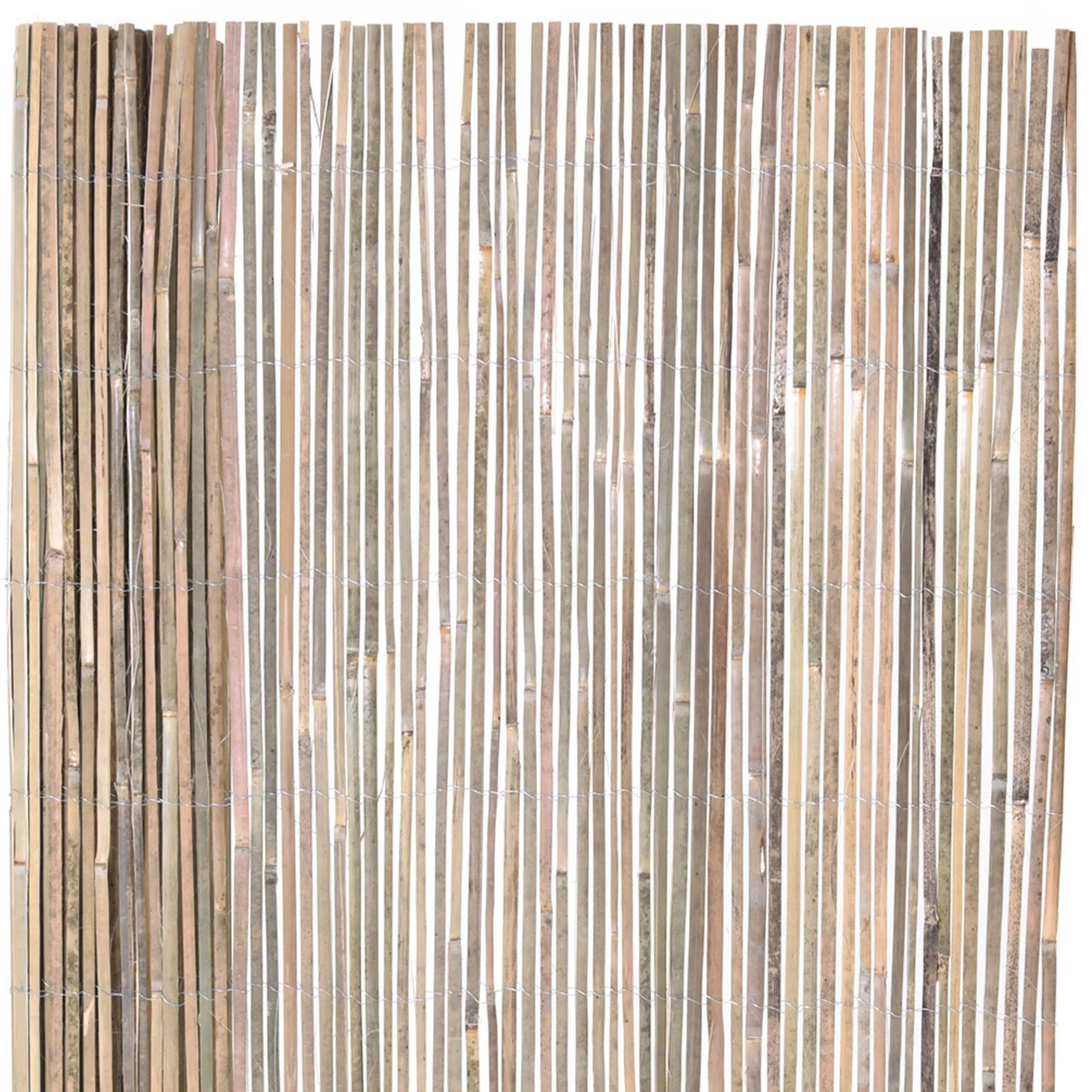 48"Hx72"L Natural Raw Split Bamboo Slat Fence
