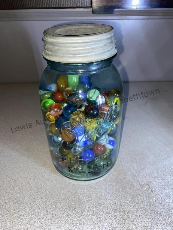 Ball quart size perfect mason jar filled with