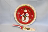 SNOWMAN PLATE WITH SERVER