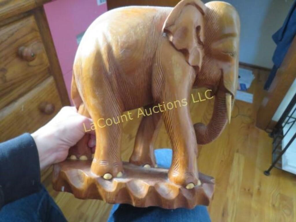 large wood wooden carved elephant