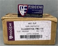 1000 Rd Case Fiocchi 9mm FMJ 115 Gr FMJ
