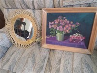 beautiful floral painting framed   &  mirror