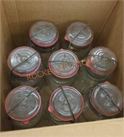 Box lot vintage canning jars with lids