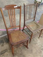 Vintage cane bottom chairs one rocker