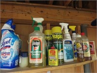 all cleaning supplies on shelf