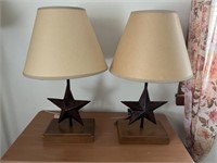 Pair of Star Lamps, Star Wall Hanging, &