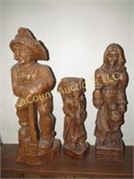 Vintage carved wood wooden figures