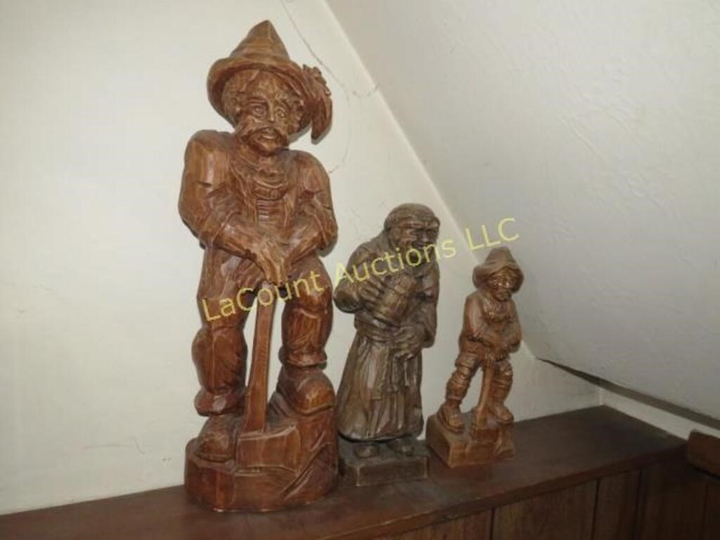 vintage carved wood wooden figures