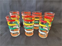 Mid-Century Rainbow Striped Juice Glasses