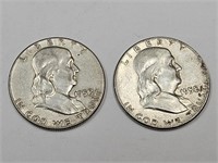 1958 Franklin Half Dollar Silver Coins (2)