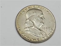 1958 D Franklin Half Dollar Silver Coin (1)