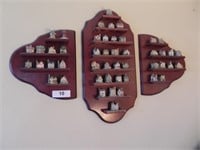 3 Piece Wall Shelf with Small Ceramic Cottages