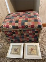 Lift Lid Box & 2 Framed Pictures